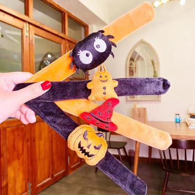 China Halloween Slap Bracelet Cute Pumpkin Bat Spider Ghost Pop Circle Wristband Halloween Toy for sale