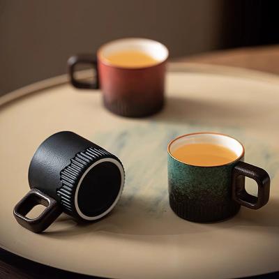 China Drinkware Type Cups Saucers Japanese Delicate Ceramic Small Cup Set with Wooden Handle 500ml Capacity for sale