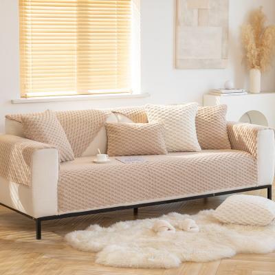 China Plush Non-Slip Thickened Cushion Honeycomb Design Sofa Slipcover for Living Room Couch for sale