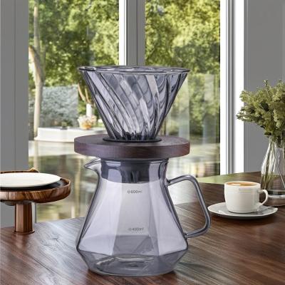 China Espresso de vidro de alto borosilicato Despeje sobre o servidor Copo de filtro resistente ao calor Urna de chá de café à venda