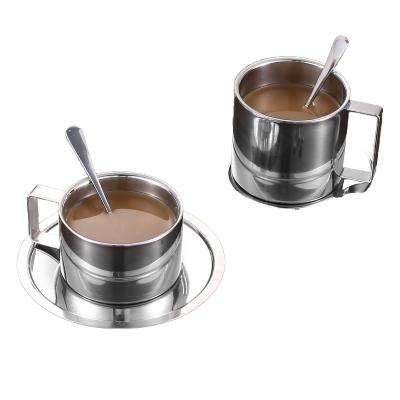 China 304 Stainless Steel Spoon Tray Durable Ceramic Coffee Mug Set for Office and Everyday for sale