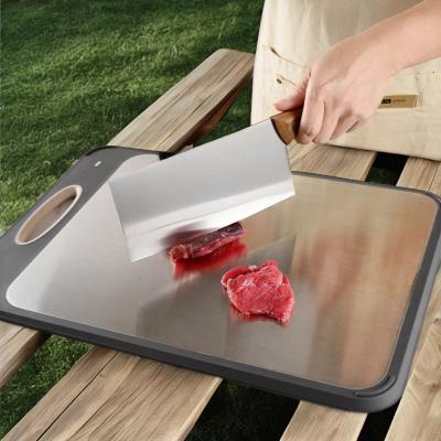 China Customized Color Best Stainless Steel Cutting Board with Durable Plastic Bamboo Frame for sale