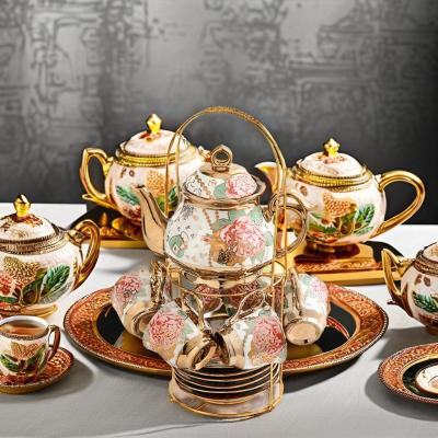 China Elegant Gold Trim Ceramic Coffee Set with Modern Classic Chinese Style and Ceramic for sale