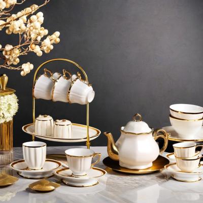 China Elegant Porcelain Tea Set for Home Hotel Restaurant Office Classic Vintage Design for sale