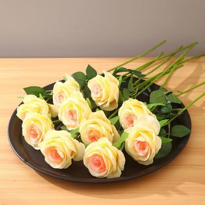 China 9-Headed Dusty Rose Aritificial Silk Flowers for Wedding and Mother's Day Decoration for sale