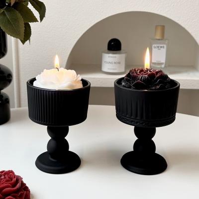 China Add a Touch of Elegance to Your Home with Vintage Black Glass Candlestick Ornaments for sale