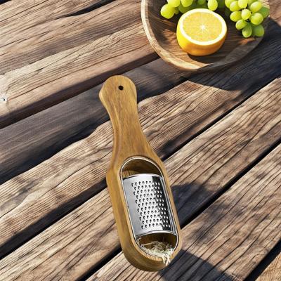 China Rustic Kitchen Storage Cheese Shredder for Vegetables Handmade Acacia Wood Grater for sale