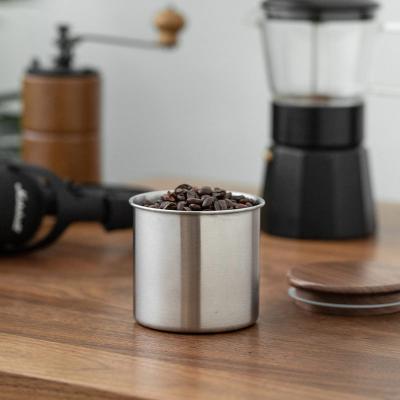 China Kitchen Must-Have Modern Stainless Steel Coffee Canister with Wooden Lid Vacuum Sealed for sale