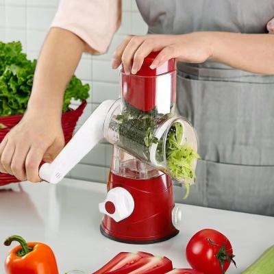 China Plastic Tabletop Kitchen Rotary Drum Grater for Vegetable Food Potato Cheese Slicing for sale