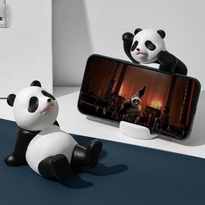 China Veelzijdige bamboehars Panda-telefoonstaander voor tablets en smartphones Te koop