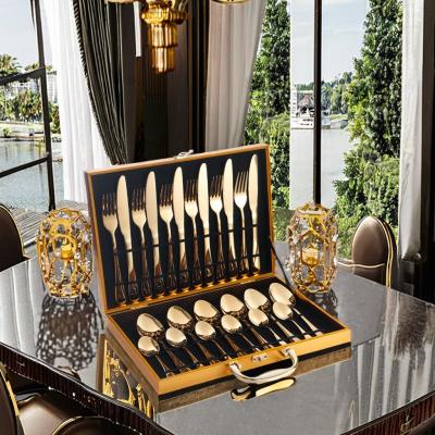 China Sustainable 24pcs Silverware Set Stainless Steel Hotel Wedding Flatware Spoon and Fork for sale