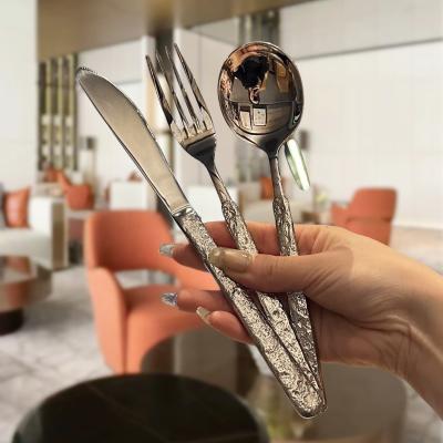 China Get Ready to Impress Stocked Retro Silverware with Creative Stone Handle and Mirror Knife for sale