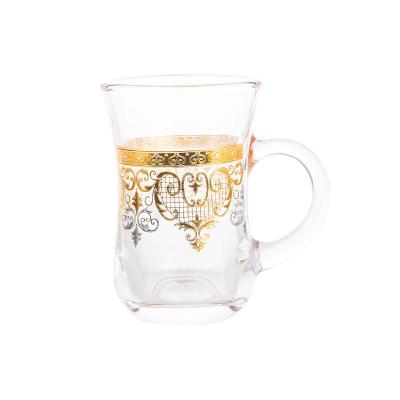 Chine Une poignée en verre peinte en or et durable, une tasse de café, de lait et de thé, pour un intérieur de 12 pièces. à vendre