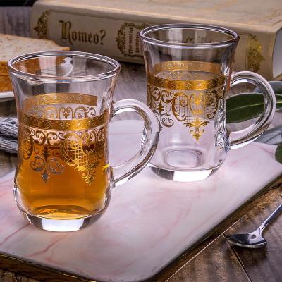 China 200 ML Capacity Drinkware Abstract Printed Glass for Hot and Cold Cappuccino Latte Tea for sale