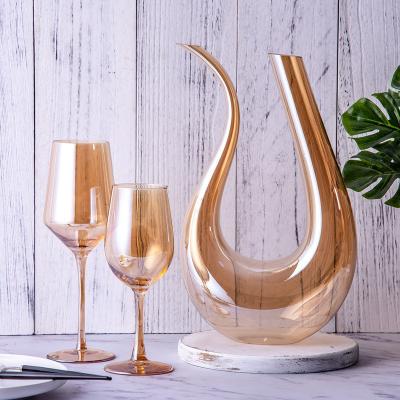 China Direct Amber U-Shaped Crystal Wine Goblets Elegant Fine Wine Glasses for Any Occasion for sale