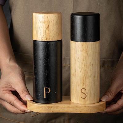 China Customized Size 7-Inch Oak Wooden Salt and Pepper Mill Set with Adjustable Ceramic Grinder for sale