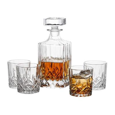 China Customized Logo Bar Sets Crystal Oxford Glass Whiskey Decanter Set for Whiskey Experts for sale