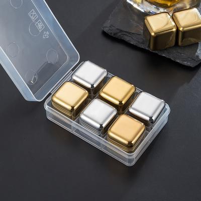 China Reusable Gold Ice Cubes for Chilling Wine and Liquor Eco-friendly Bar Accessories for sale