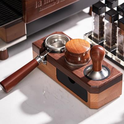 China Solid Wood Espresso Tamping Station Coffee Tamper Holder Stocked Machine Accessories for sale