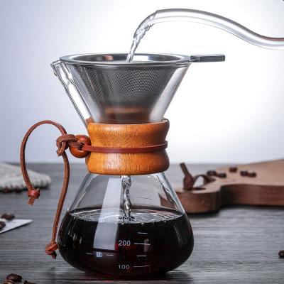 China 500ml Transparent Classic Design Glass Pour over Coffee Maker for Kitchen Accessories for sale