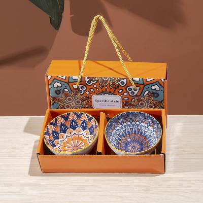 China Bolas de cerâmica de estilo de design boêmio Conjunto de presente para ocasião Sopa de arroz Conjunto de taça à venda