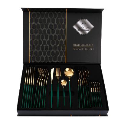 China Flatware Tipo Flatware Sets Sustentável de Ouro Set de talheres de aço inoxidável à venda