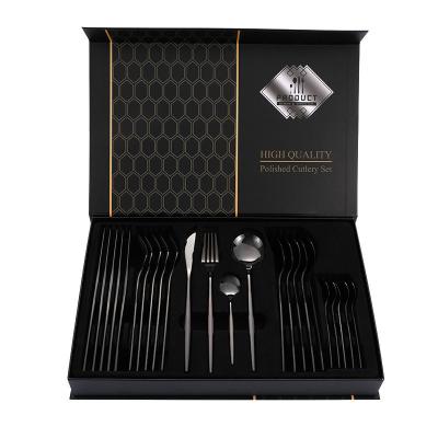 China Modern Design Style Luxury Stainless Steel Cutlery Set Knife Fork Spoon With Gift Box for sale