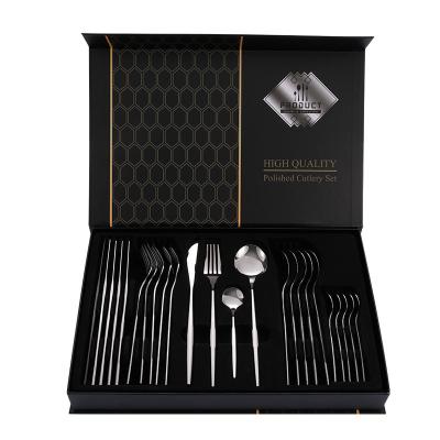 China 24-Piece Gold Cutlery Set Stainless Steel Flatware for Sustainable Party Occasion for sale