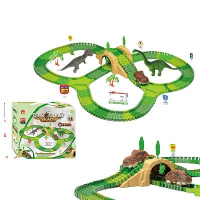 China Electric Slot Toy P824 Dinosaur Car Toys Racing Track Toy Set DIY Magicl Railway Magic Tracks Car Toys Racing Tracks For Boy for sale