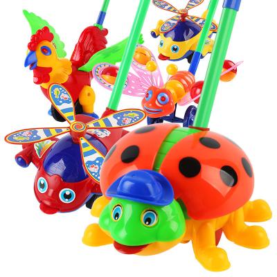 China Plastic Customizable Educational Plastic Ladybug Shape Small Animal Toy Push Toys With Music for sale