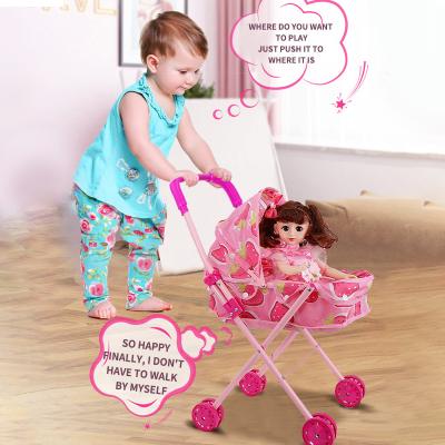 China Hot Sale Foldable Children's Handcart Toy Girls House Toys with Dolls 6616+Doll for sale