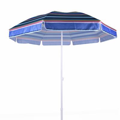 China Furniture 2m Stripe Polyester Beach Umbrella Outdoor Sun Umbrella With Tilt For Beach for sale