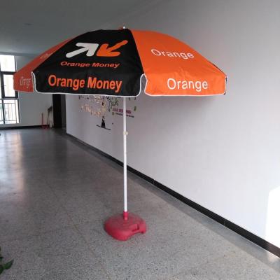 China Contemporary Silver Orange Large Size Outdoor Promotion Sunshade UV Protection Beach Umbrella for sale