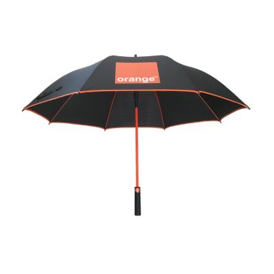 China African Lifting Windproof Fiberglass Advertising Promotional Orange Golf Umbrella for sale