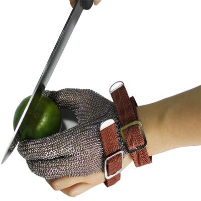 China Anti-Cut CE Certified Cut Resistant Three Finger Chainmail Stainless Steel Mesh Gloves for sale