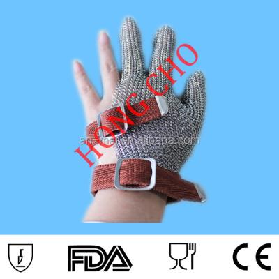 China Cut Resistant Three Finger Cut Resistant Chainmail Stainless Steel Mesh Gloves For Sewing Industry for sale