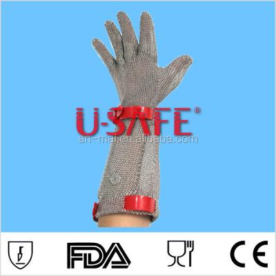 China Anti-smash U-SAFE Stainless Steel Mesh Glove With Extended Cuff for sale