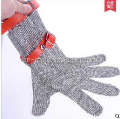 China CE 8CM Long Sleeve Cuff Gloves Cut Resistant Anti-Cut Stainless Steel Mesh Metal Mesh Butcher Gloves for sale