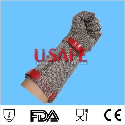 China Long Cut Resistant Cuff Chainmail Cut Resistant Safety Work Gloves for sale