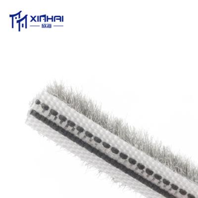 China Durable 2 pack black 7x6(mm) brush weatherstrip door brush weatherstrip woolpile weatherstrip with flap for sale