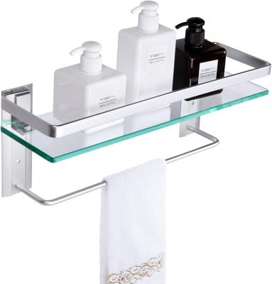 China Modern Vdomus Tempered Glass Bathroom Shelf With Towel Rack for sale