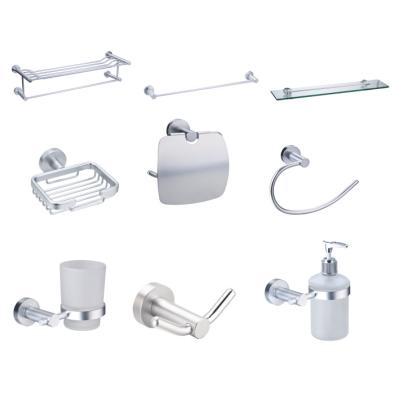 China Modern Bathroom Hardware Set Black Bathroom Accessories Toothbrush Holder Paper Shelf Towel Rack Rail Towel Hook Steel Robe Origin for sale