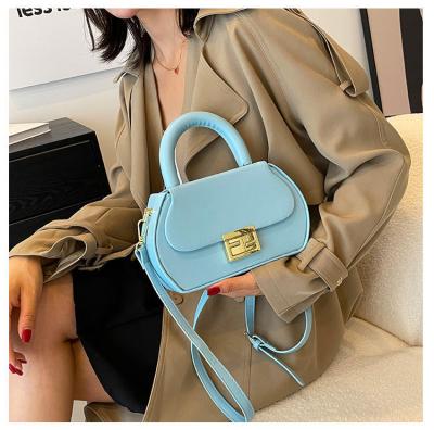 China Other Fashion Solid Color Luxury Tote Bag Lock Purses Trendy Texture Women Shoulder Messenger Bags for sale