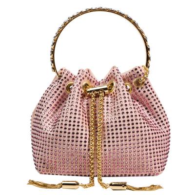 China Others New Arrival Diamond Ladies Bucket Purse Crossbody Small Chain Handbags Women Shoulder Bags With Tassel for sale