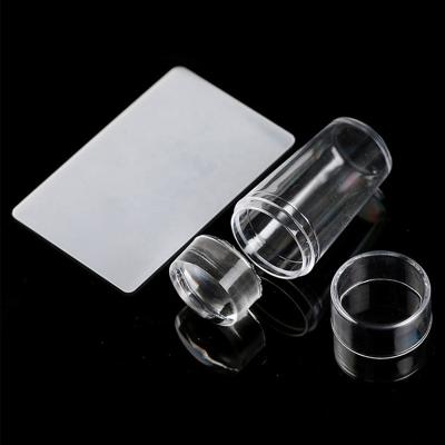 China Clear Jelly French Transfer Stamper Head Flat Polish Jelly Scraper Dropshipping Service Gel Diy Set Nail Art Silicone Stamper for sale