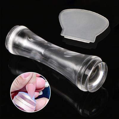 China Dropshipping Service Diy Jelly Nail Seal Tool Round Dish Double Head Creative Durable Free Space Silicone French Nail Art Stamper for sale