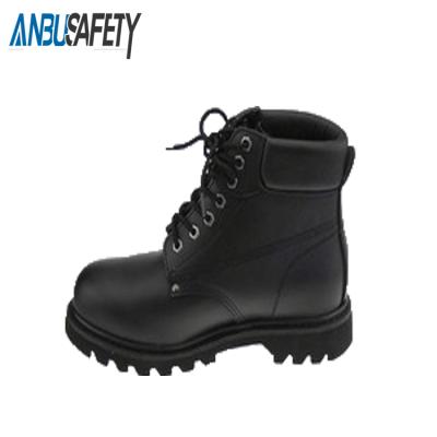 China Sole Toe Black Steel Leather Shoes Anti Puncture Goodyear Safety Boots for sale