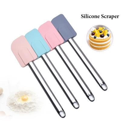 China Amazon Hot Selling Sustainable Stainless Steel Handle Silicone Scraper, Eco-friendly Cooking Tools Silicone Silicone Spatula Rubber Scraper for sale