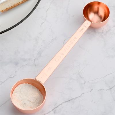 China Amazon Viable Hot Seller End Side Metal Stainless Steel Double Gauge Gold Rose Spoon With Lever for sale