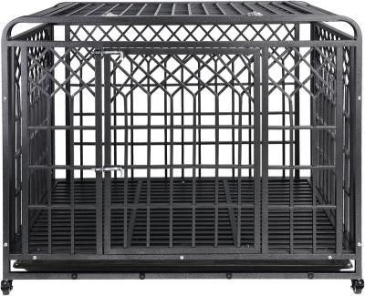 China Breathable 2022 Best Selling Sturdy Metal Iron Dog Cage Crate Folding Double Doors Pet Dog Cages Kennels for sale